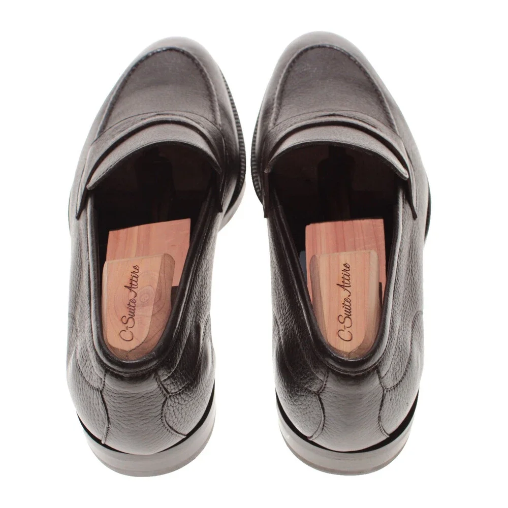 Di Bianco NWB Penny Loafers Size 10.5 US in Dark Brown Pebbled Leather